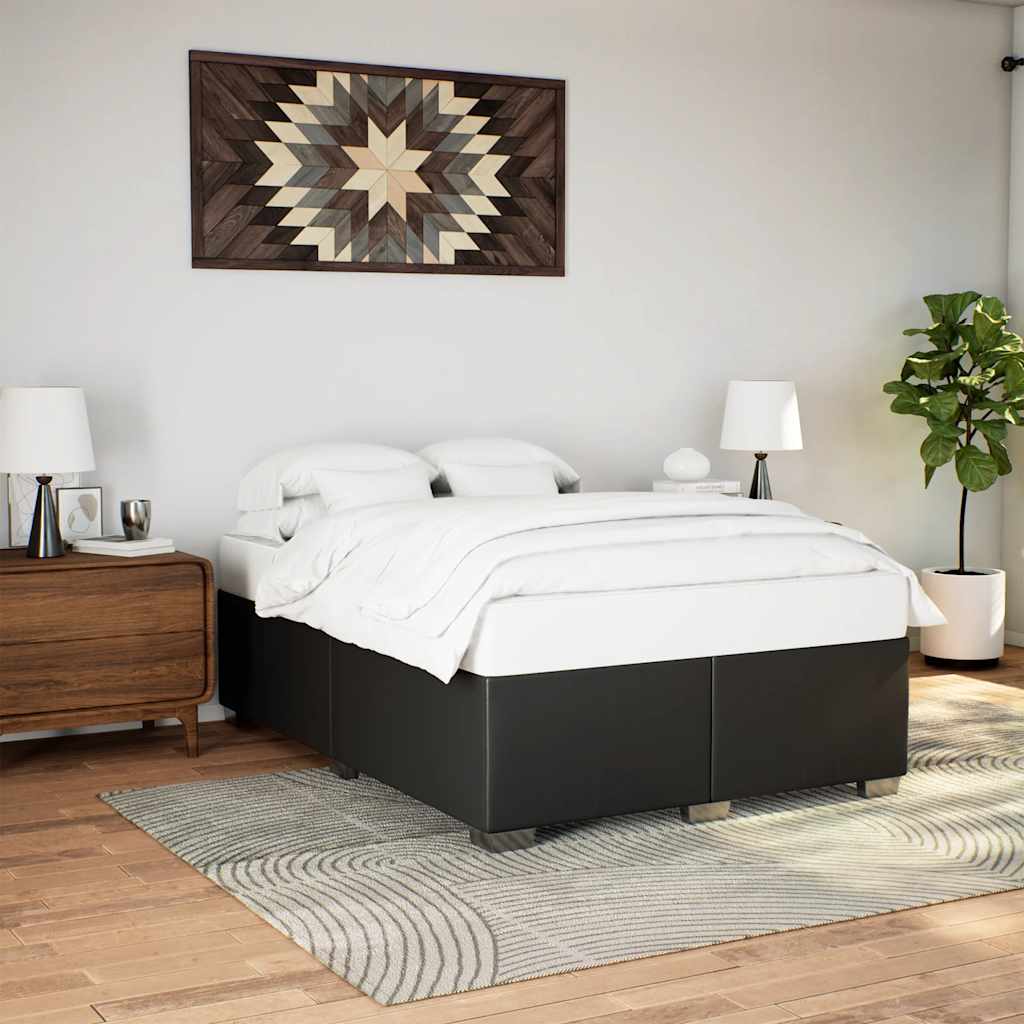 Bedframe zonder matras 137x190 cm kunstleer zwart is nu te koop bij PeponiXL, paradijselijk wonen!