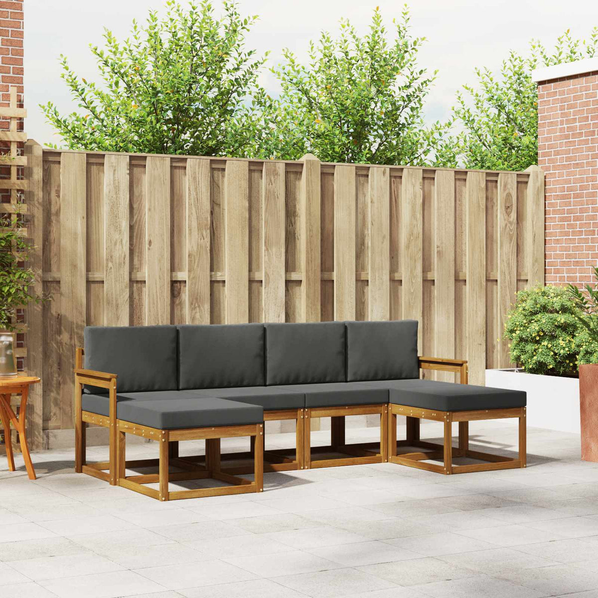 Buiten bankenset met kussen 6 pcs Natuurlijk en Antraciet is nu te koop bij PeponiXL, paradijselijk wonen!