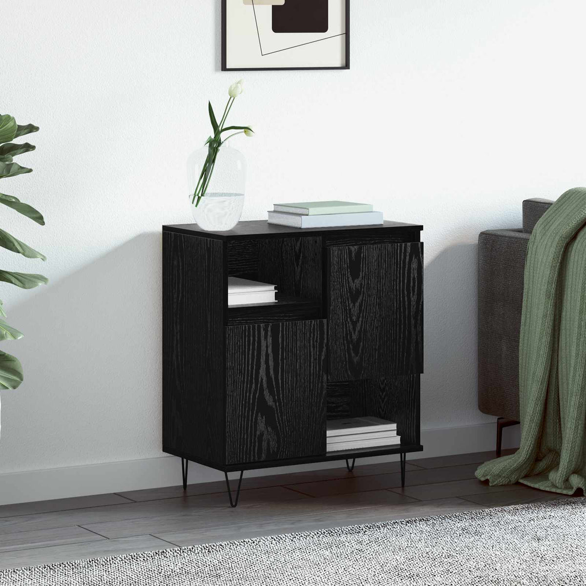 Dressoir Zwart Eiken 60 x 35 x 70 cm is nu te koop bij PeponiXL, paradijselijk wonen!