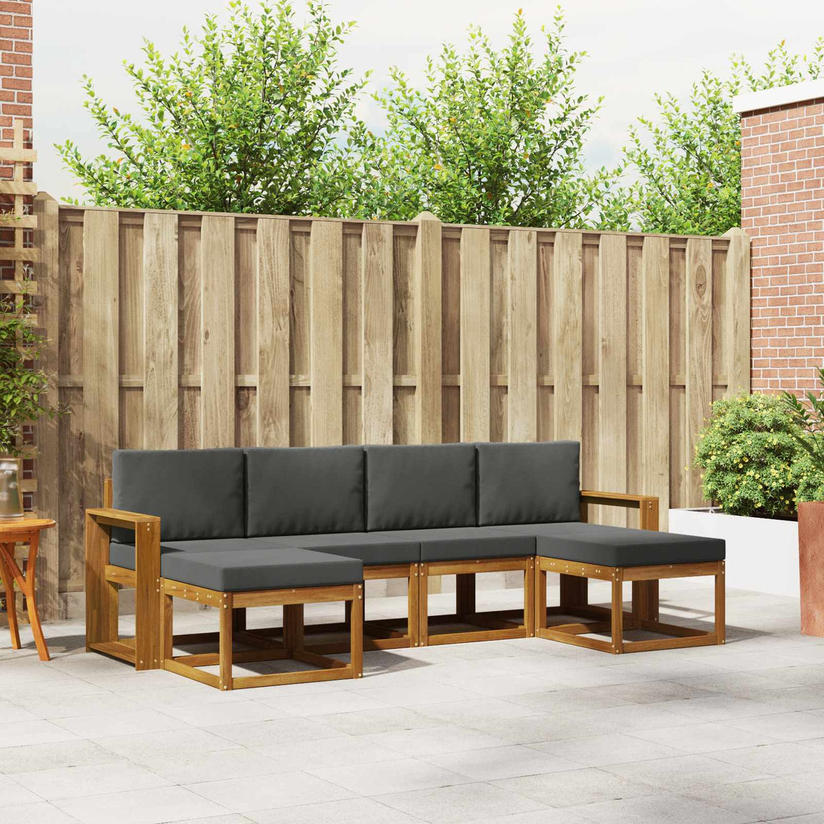 Buiten bankenset met kussen 6 pcs Natuurlijk en Antraciet is nu te koop bij PeponiXL, paradijselijk wonen!