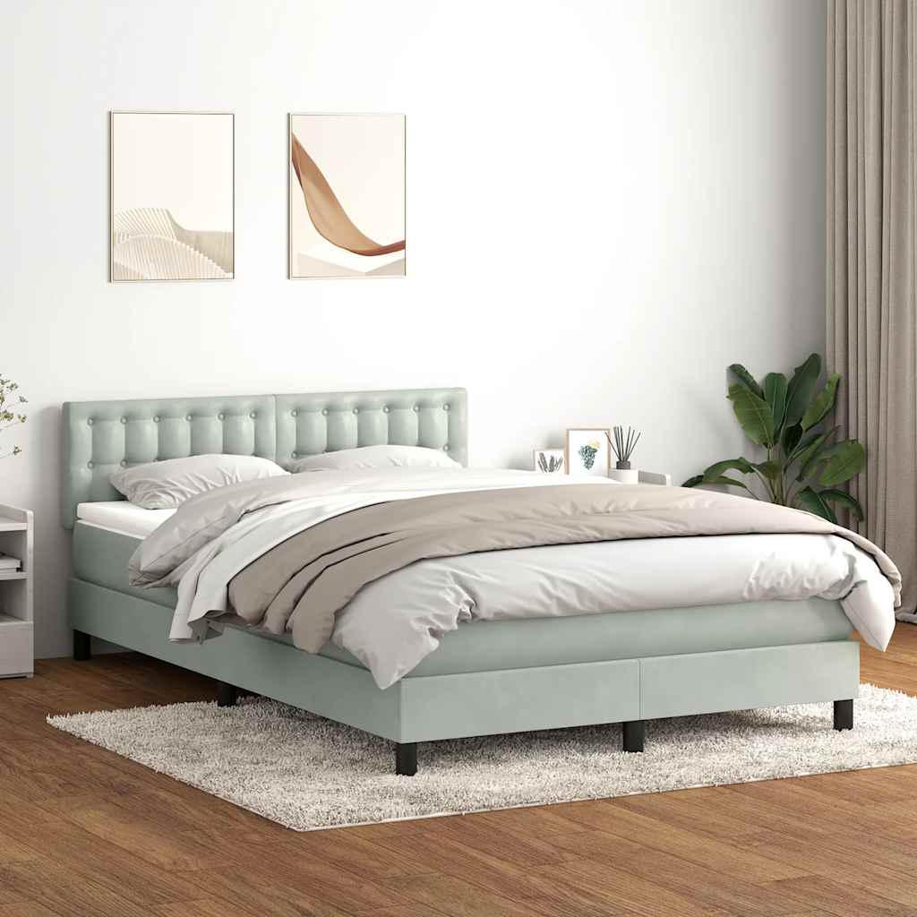 Boxspring met matras fluweel lichtgrijs 160x210 cm is nu te koop bij PeponiXL, paradijselijk wonen!