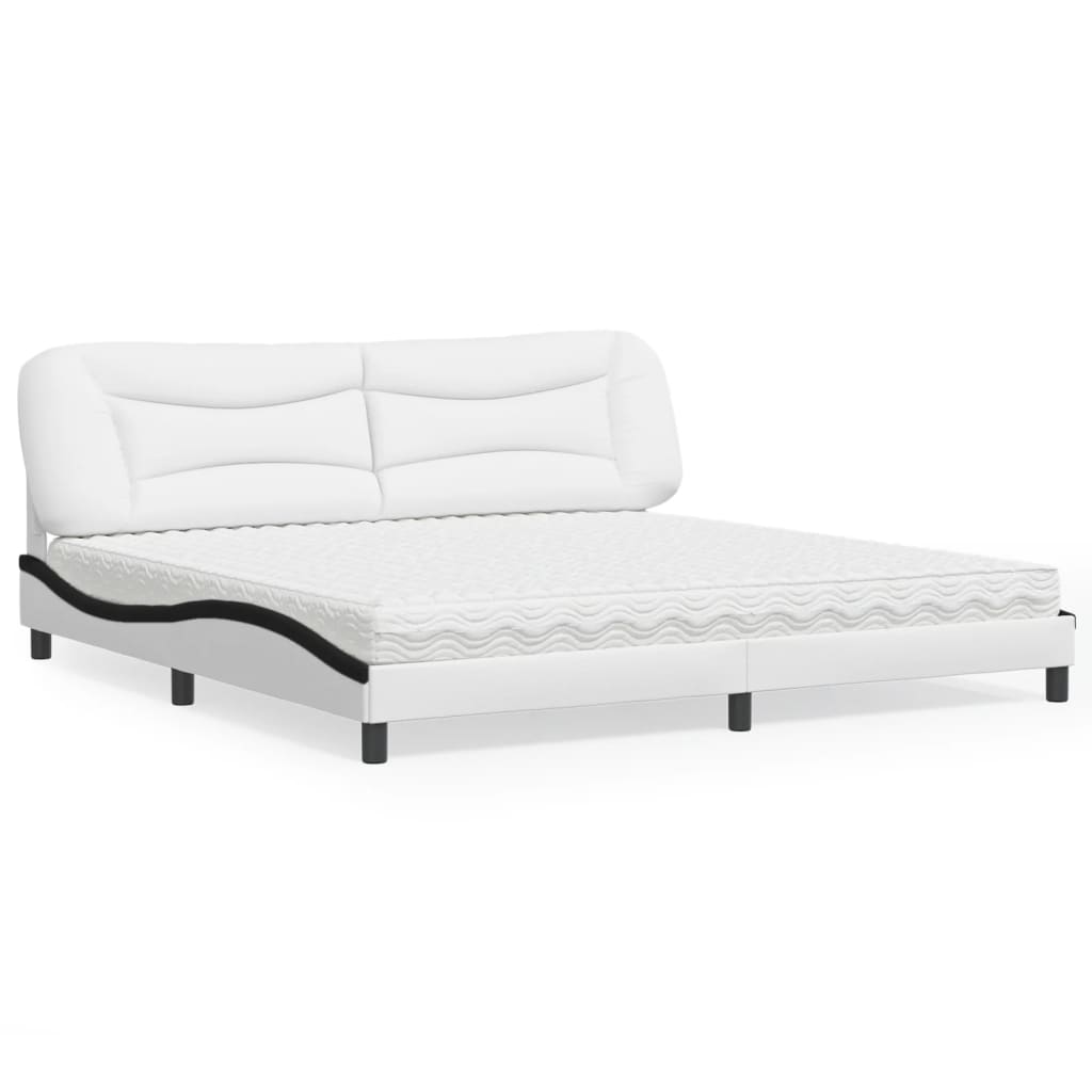 Bed met matras "Hvar" kunstleer wit en zwart 200x200 cm is nu te koop bij PeponiXL, paradijselijk wonen!
