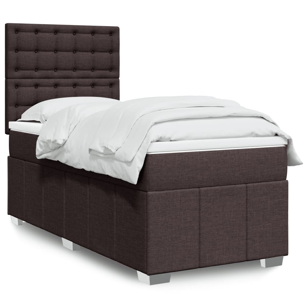 Boxspring met matras stof donkerbruin 100x200 cm is nu te koop bij PeponiXL, paradijselijk wonen!