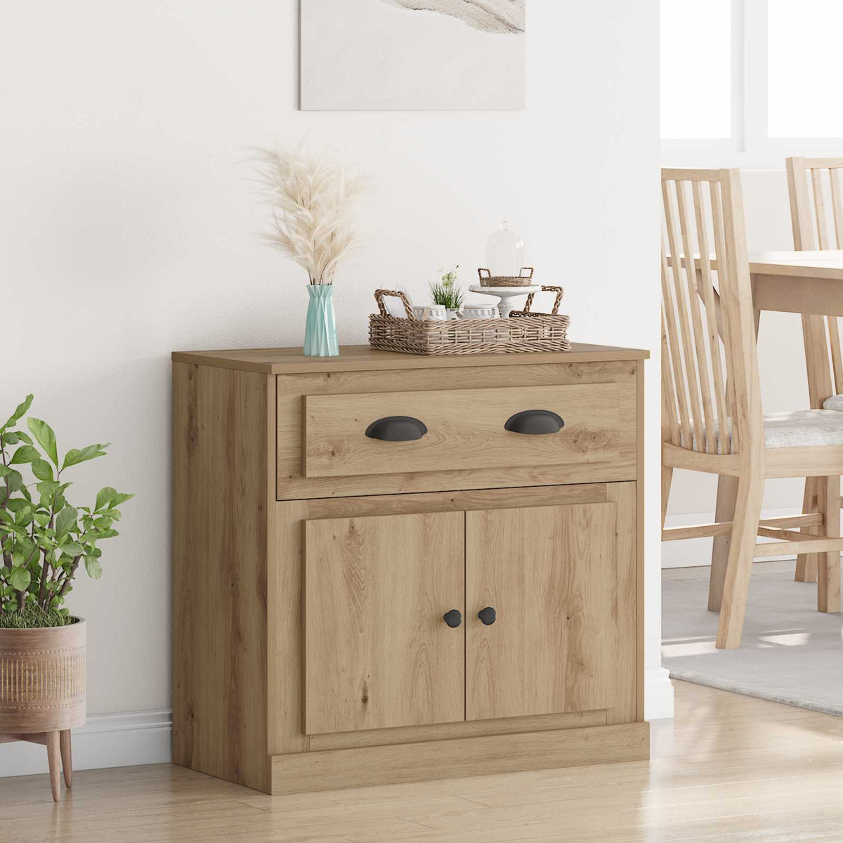 Highboard Artisan Eiken 70 x 35,5 x 67,5 cm Bewerkt hout is nu te koop bij PeponiXL, paradijselijk wonen!