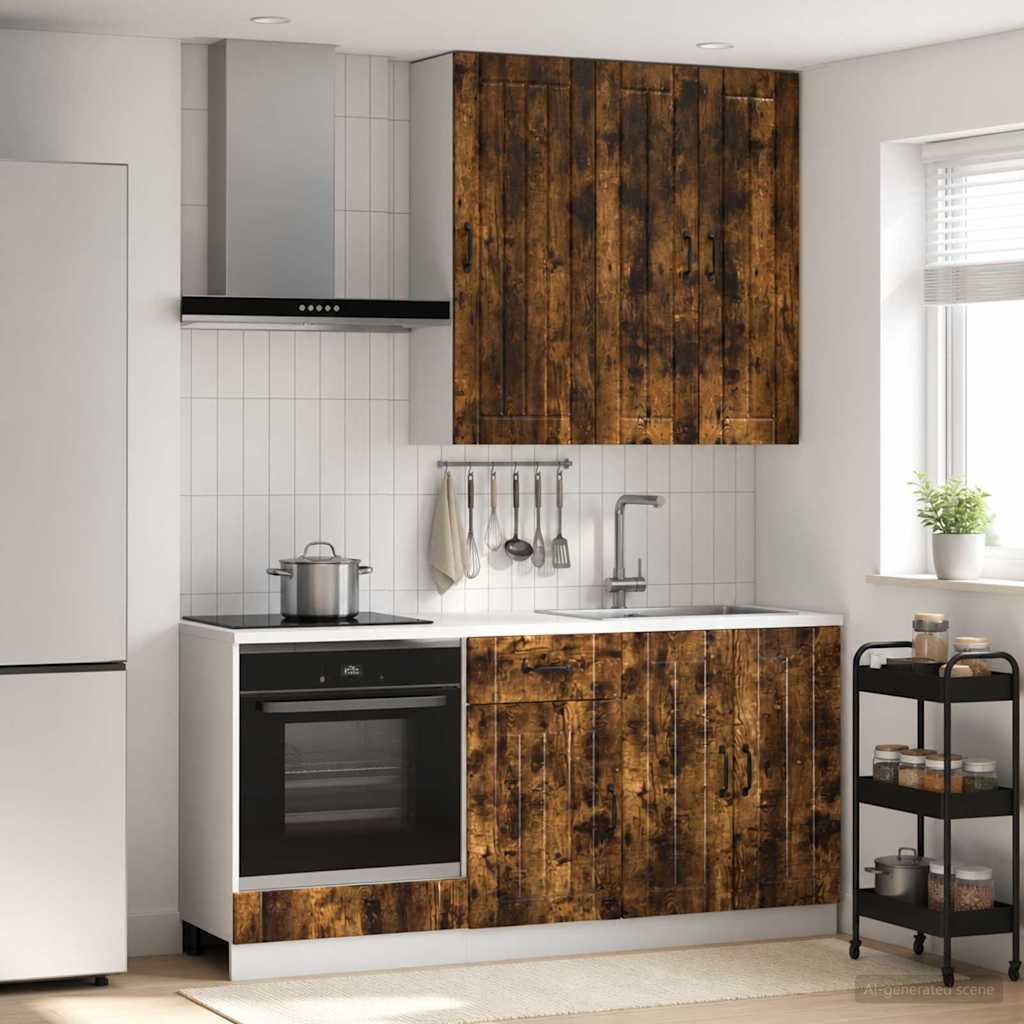 Keukenblok LUCCA 5 pcs Gerookt eiken Bewerkt hout is nu te koop bij PeponiXL, paradijselijk wonen!