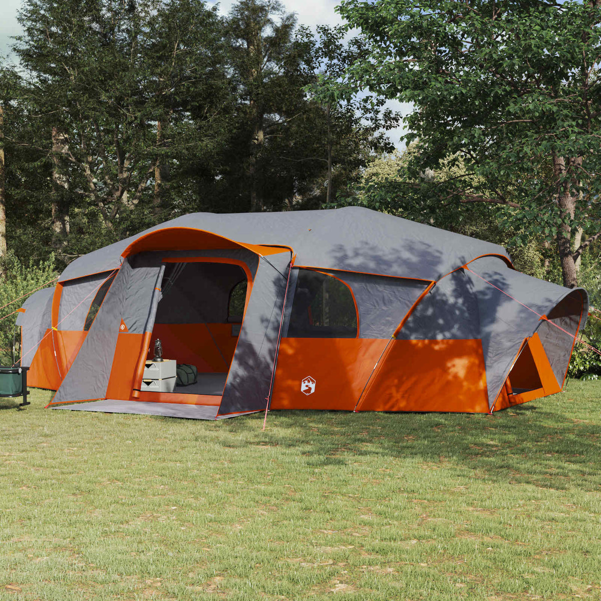 Gezinstent met regenzeil waterdicht Grijs en Oranje 18-Persoon is nu te koop bij PeponiXL, paradijselijk wonen!