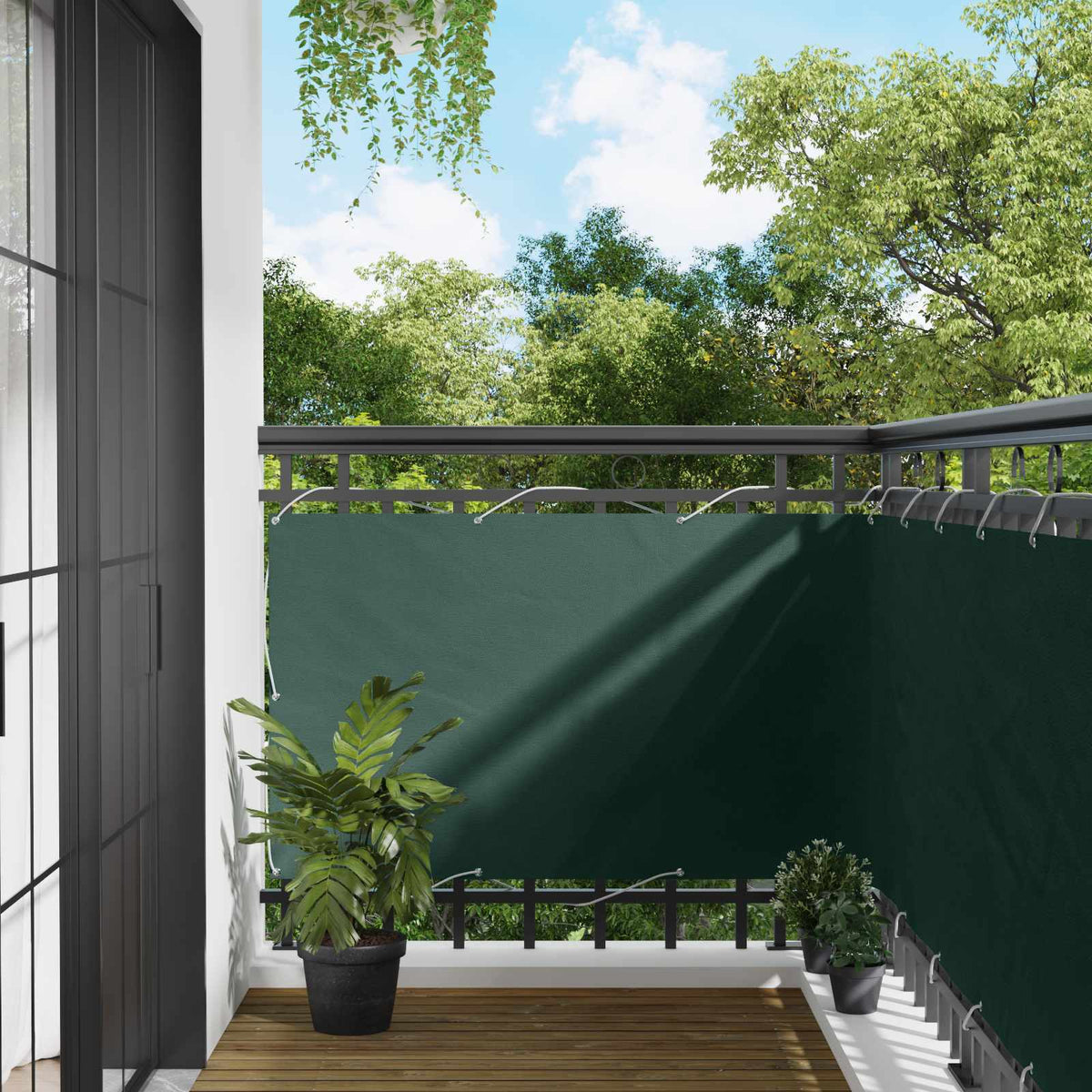 Balkon Scherm Donkergroen 100 x 400 cm Oxford Stof is nu te koop bij PeponiXL, paradijselijk wonen!
