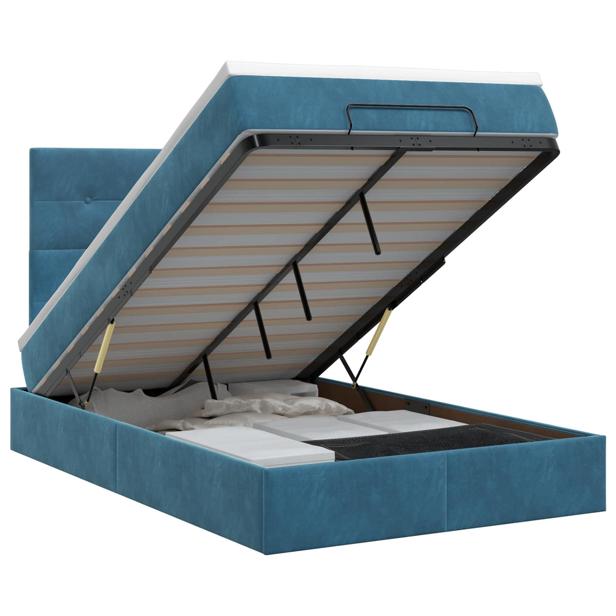 Ottoman bed met matras Donkerblauw 120 x 190 cm Fluweel is nu te koop bij PeponiXL, paradijselijk wonen!