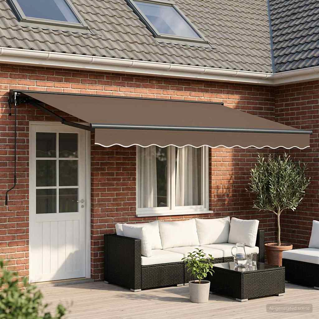 Uitschuifbare luifel Taupe 4 × 3 m Polyester en Aluminium is nu te koop bij PeponiXL, paradijselijk wonen!