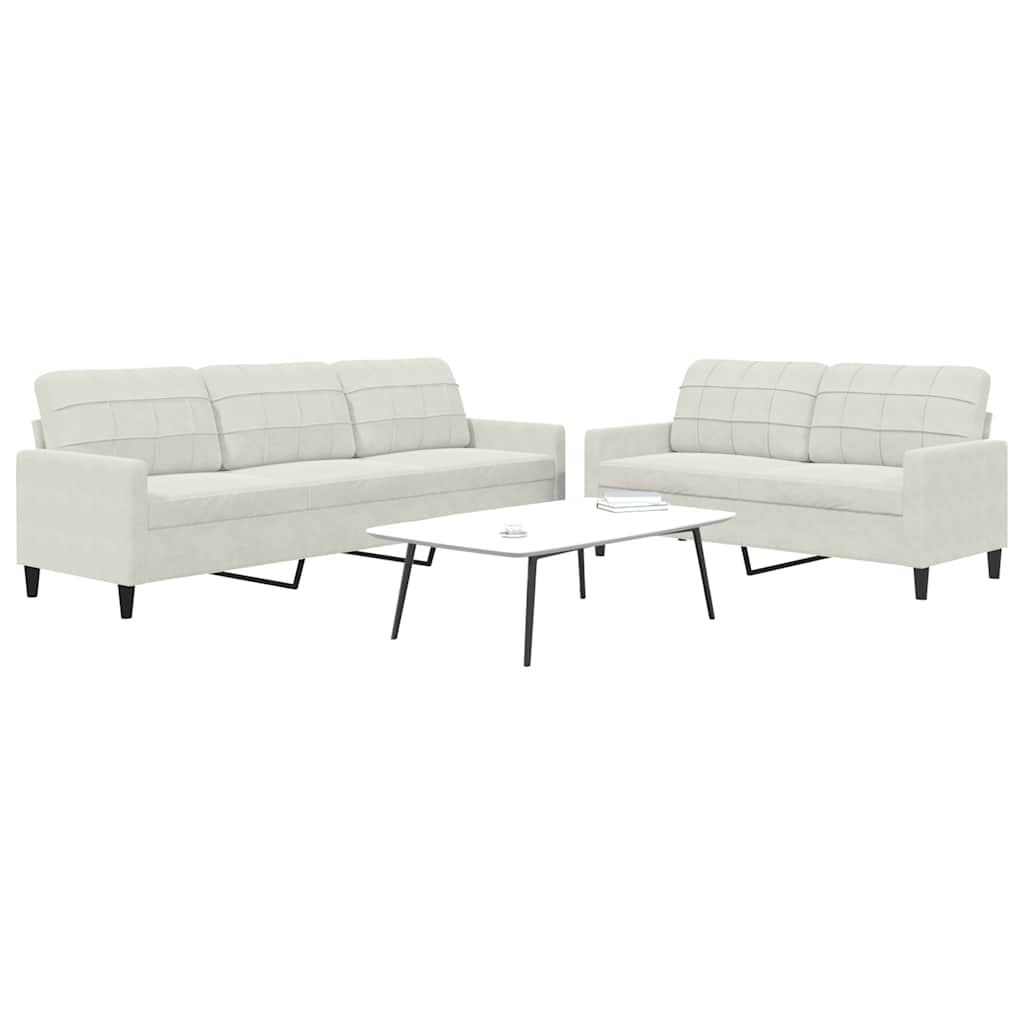2-delige Loungeset met kussens fluweel crèmekleurig is nu te koop bij PeponiXL, paradijselijk wonen!