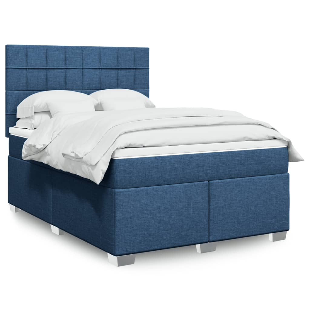 Boxspring met matras stof blauw 140x200 cm is nu te koop bij PeponiXL, paradijselijk wonen!