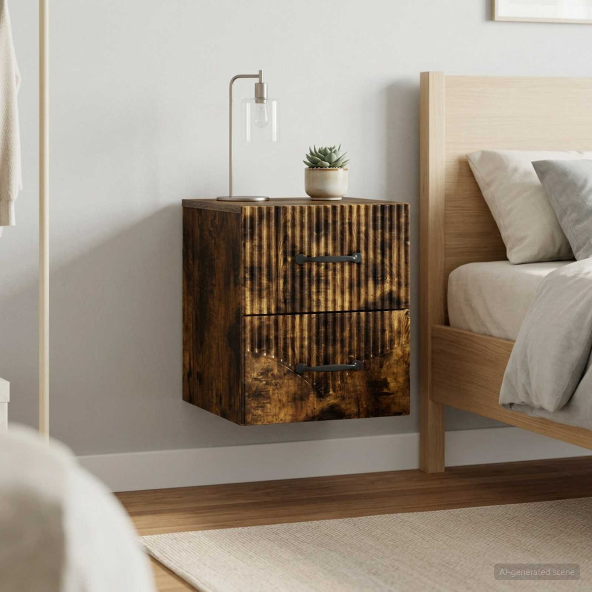 Wandbeugel Bedkast 2 pcs Gerookt eiken 34,5 x 33 x 40 cm is nu te koop bij PeponiXL, paradijselijk wonen!