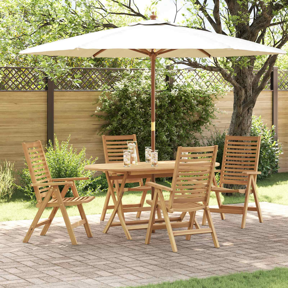 Tuin eettafelset 5 pcs Bruin Massief Teakhout is nu te koop bij PeponiXL, paradijselijk wonen!