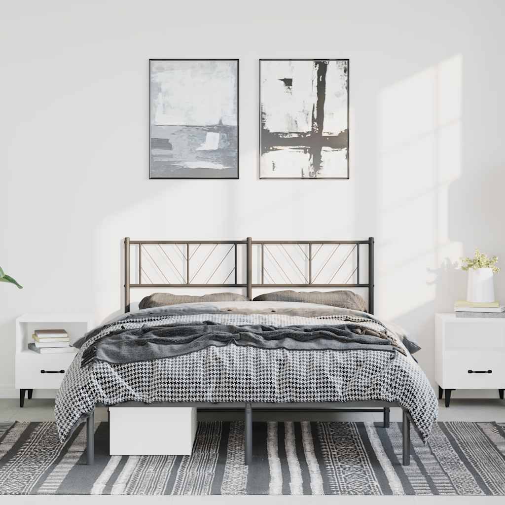 Bedframe met hoofdbord metaal zwart 135x190 cm is nu te koop bij PeponiXL, paradijselijk wonen!