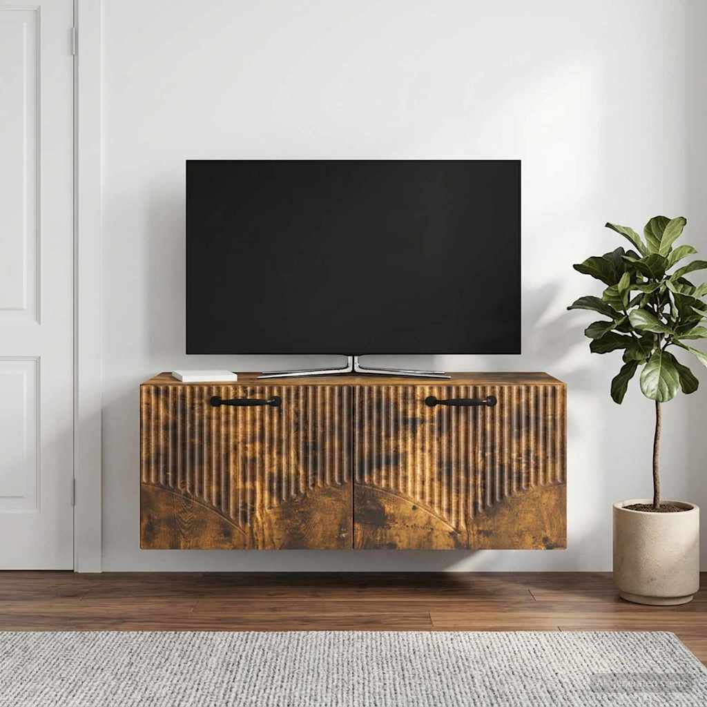 Wandbeugel TV-kast Gerookt eiken 78,5 x 31 x 30 cm Bewerkt hout is nu te koop bij PeponiXL, paradijselijk wonen!