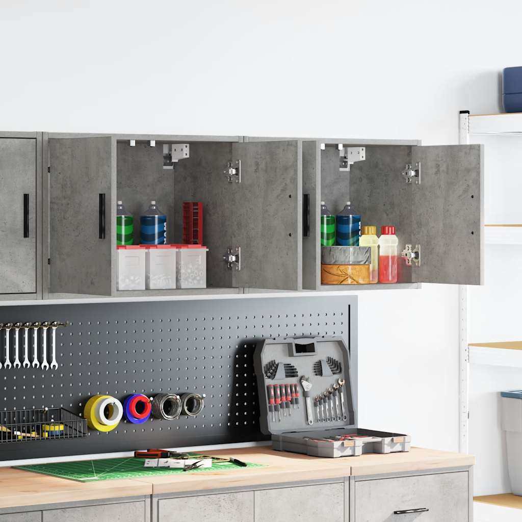 Garagewandkasten 2 st bewerkt hout betongrijs is nu te koop bij PeponiXL, paradijselijk wonen!