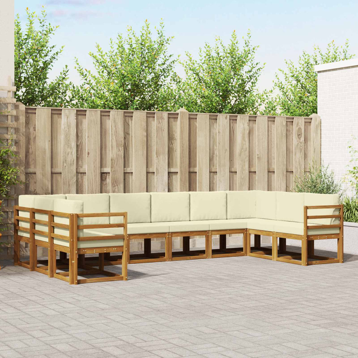 Buiten bankenset met kussen 10 pcs Natuurlijk en Crème is nu te koop bij PeponiXL, paradijselijk wonen!