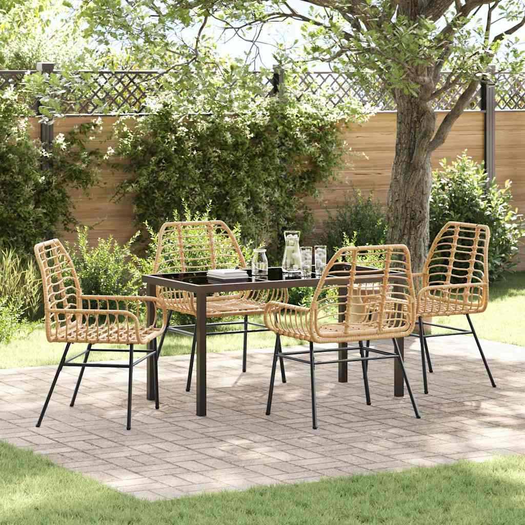 Tuin eettafelset 5 pcs Bruin poly rattan is nu te koop bij PeponiXL, paradijselijk wonen!