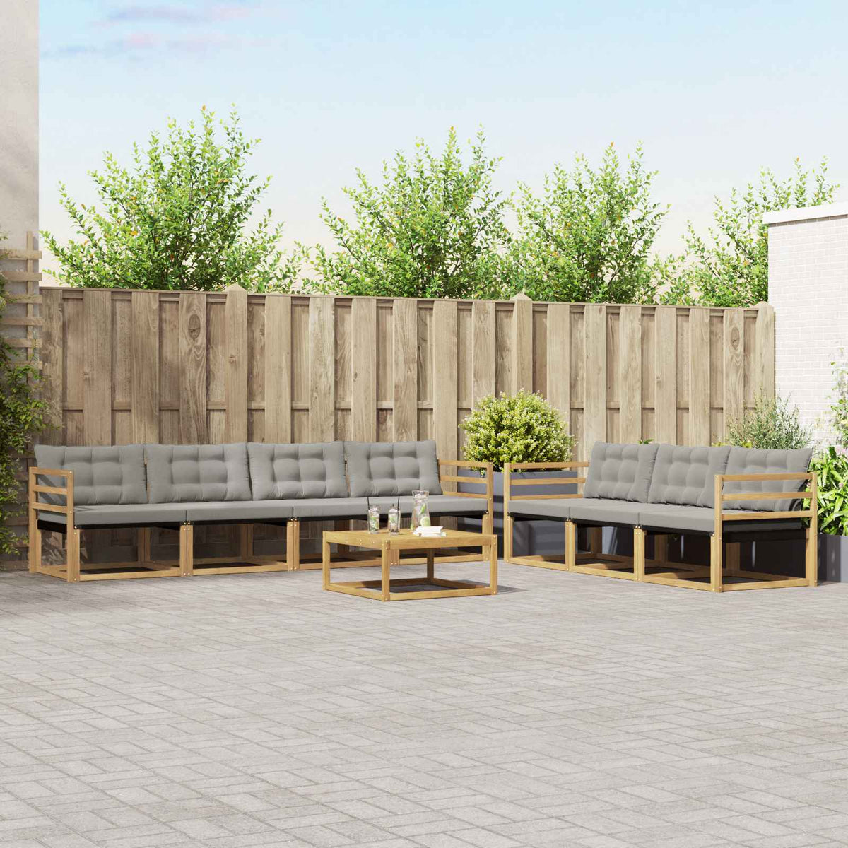 Buiten bankenset 8 pcs Wit en Lichtgrijs is nu te koop bij PeponiXL, paradijselijk wonen!