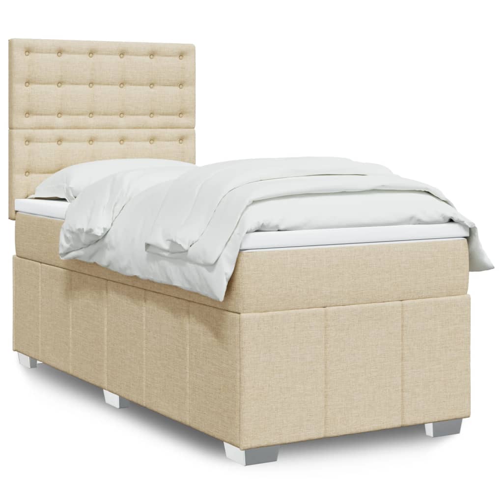 Boxspring met matras stof crèmekleurig 100x200 cm is nu te koop bij PeponiXL, paradijselijk wonen!