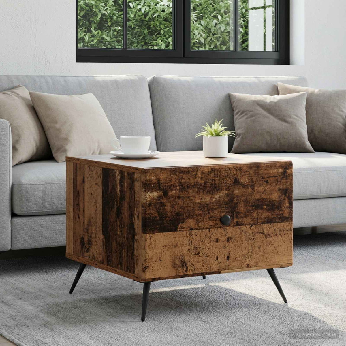 Salontafel met lade Oud hout 49 x 50 x 40 cm Bewerkt hout is nu te koop bij PeponiXL, paradijselijk wonen!