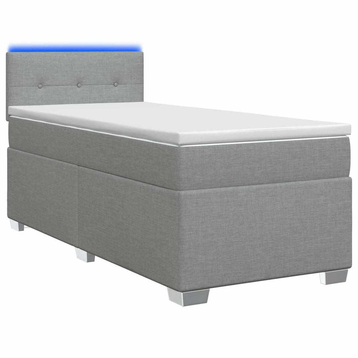 Boxspring Bed met Matras en LED Lichtgrijs Enkel Stof is nu te koop bij PeponiXL, paradijselijk wonen!