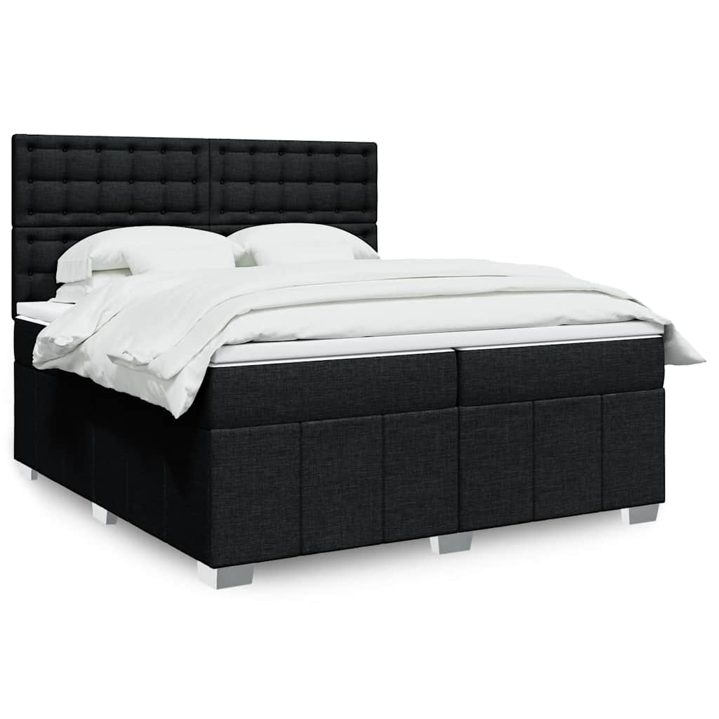 Boxspring met matras stof zwart 200x200 cm is nu te koop bij PeponiXL, paradijselijk wonen!