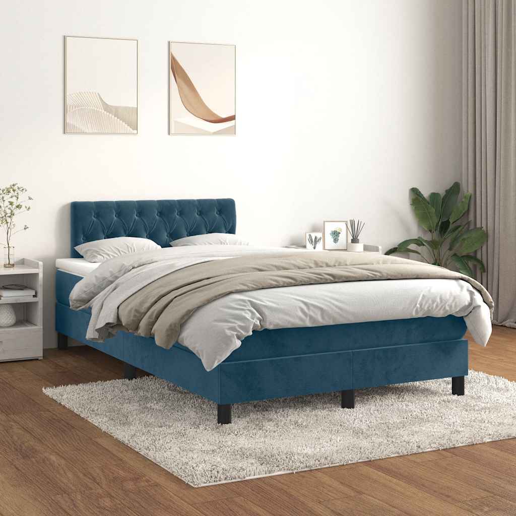 Boxspring met matras fluweel donkerblauw 120x200 cm is nu te koop bij PeponiXL, paradijselijk wonen!