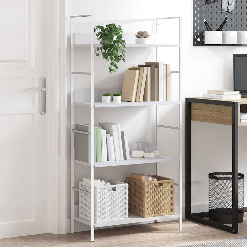 Boekenkast met 4 schappen 60x27,6x124,5 cm bewerkt hout wit is nu te koop bij PeponiXL, paradijselijk wonen!