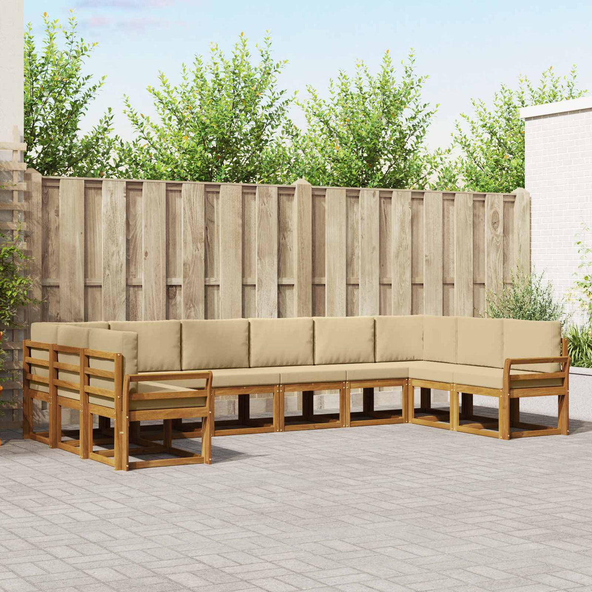 Buiten bankenset met kussen 10 pcs Natuurlijk en Beige is nu te koop bij PeponiXL, paradijselijk wonen!