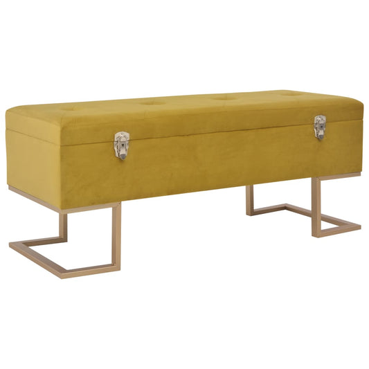 Bankje met opbergvak 105 cm fluweel mosterdkleurig is nu te koop bij PeponiXL, paradijselijk wonen!