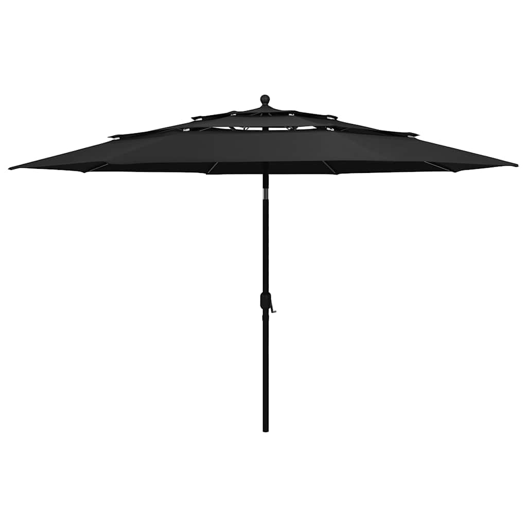 Parasol 3-laags met aluminium paal 3,5 m zwart is nu te koop bij PeponiXL, paradijselijk wonen!
