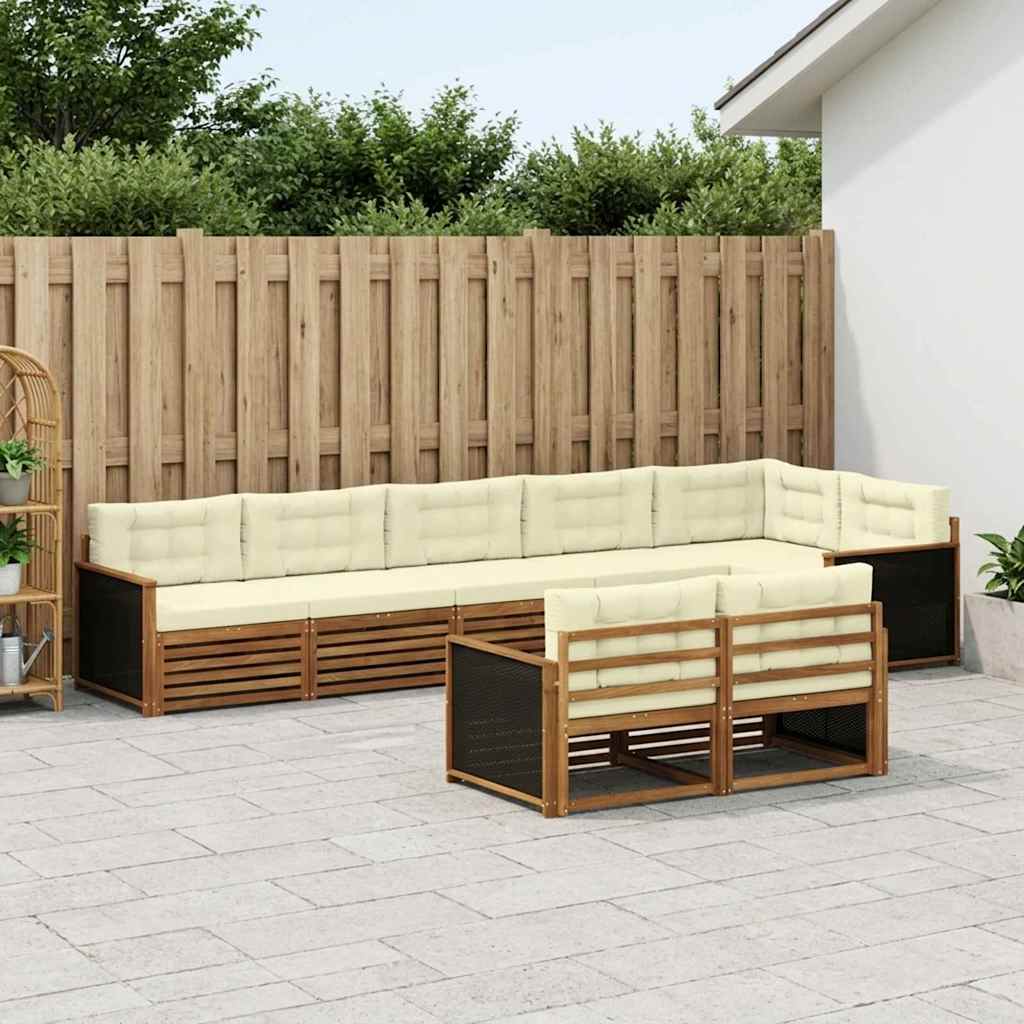 Buiten bankenset met kussen 8 pcs Natuurlijk en Crème is nu te koop bij PeponiXL, paradijselijk wonen!
