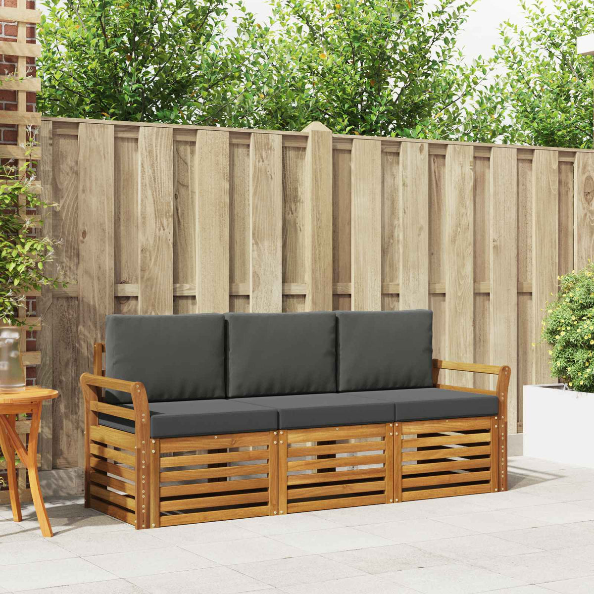 Sofa-Sets 3 pcs Natuurlijk en Antraciet Massief Acaciahout is nu te koop bij PeponiXL, paradijselijk wonen!