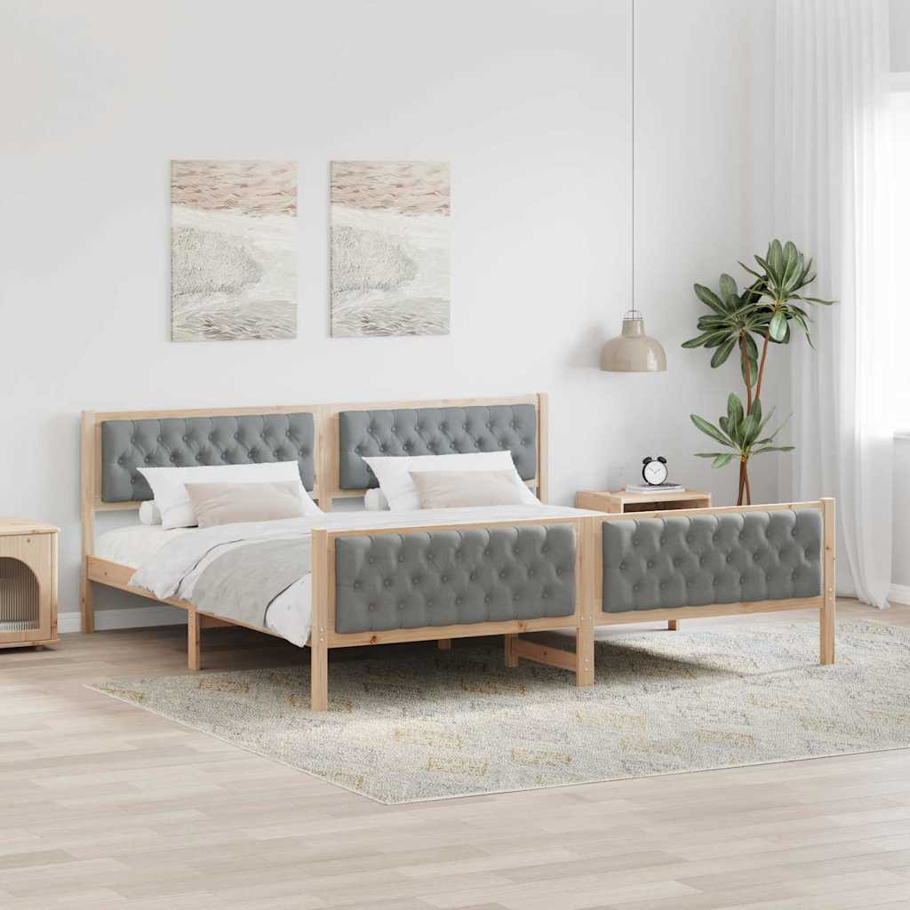 Bedframe Lichtgrijs 200 x 200 cm Massief grenenhout is nu te koop bij PeponiXL, paradijselijk wonen!