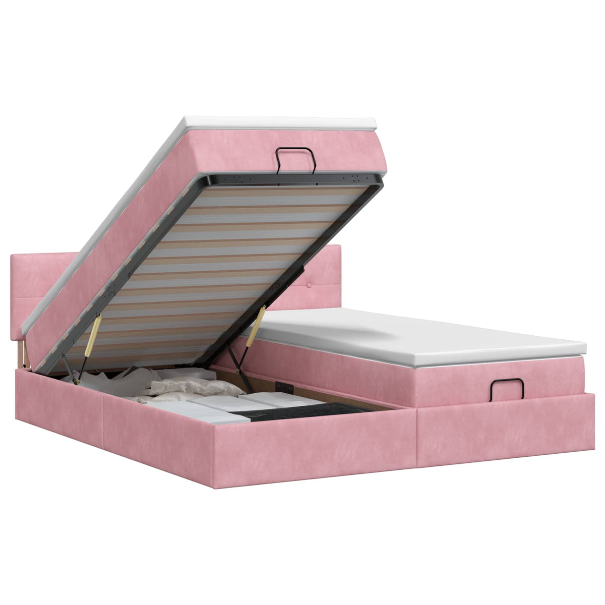 Ottoman bed met matras met hoofdeinde 2 st Roze Fluweel is nu te koop bij PeponiXL, paradijselijk wonen!
