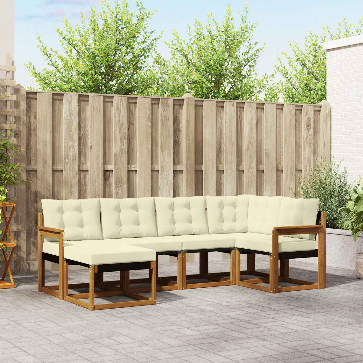 Buiten bankenset met kussen 6 pcs Natuurlijk en Crème is nu te koop bij PeponiXL, paradijselijk wonen!