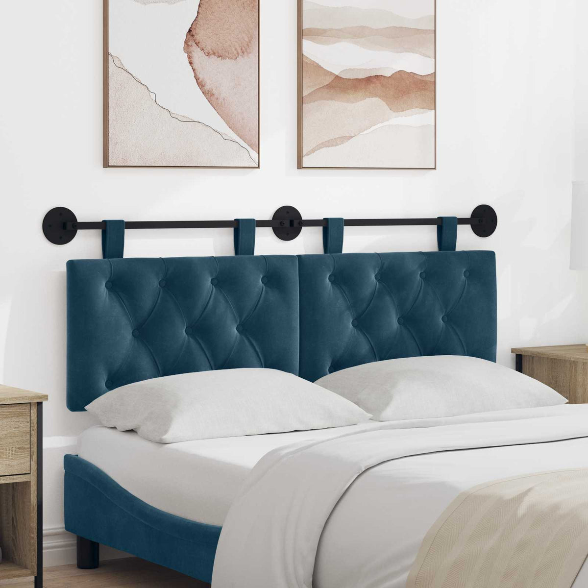 Hangend hoofdbord Blauw Fluweel is nu te koop bij PeponiXL, paradijselijk wonen!