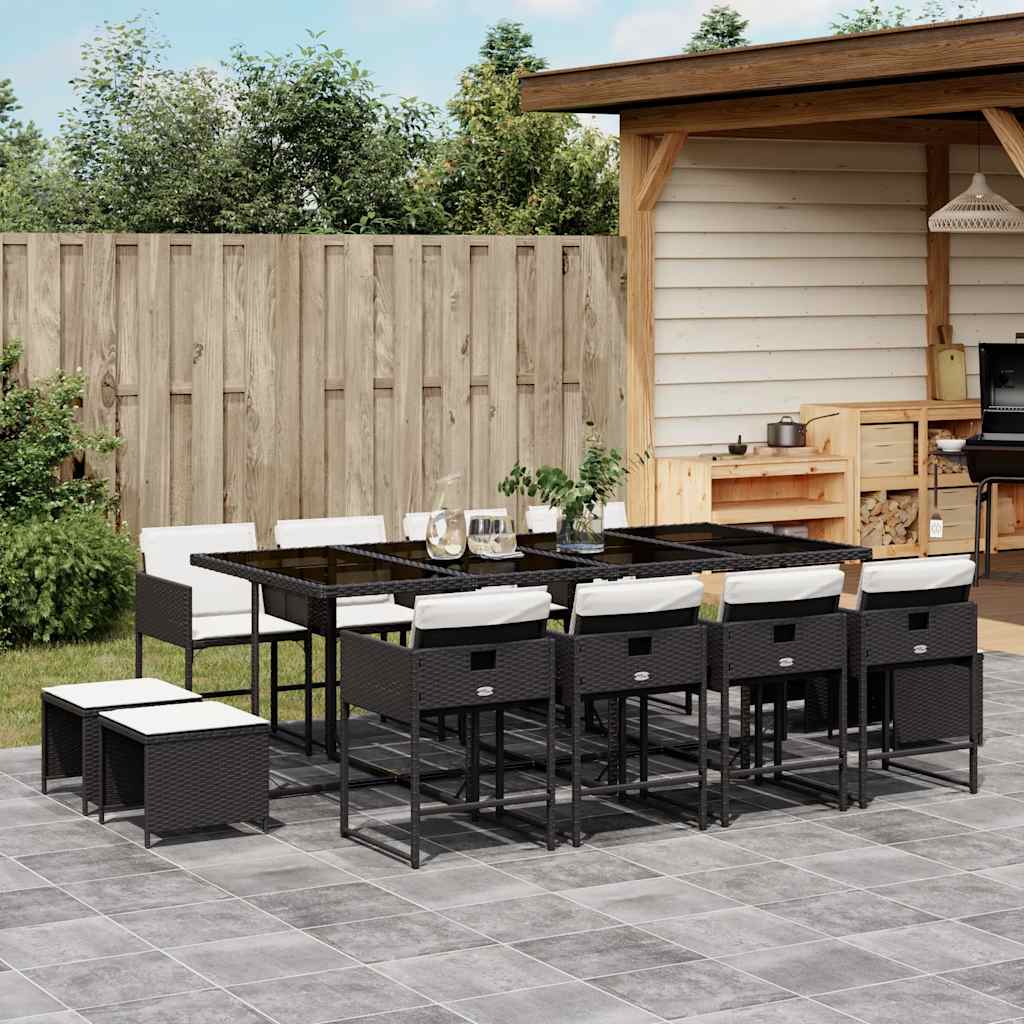 13-delige Tuinset met kussens poly rattan zwart is nu te koop bij PeponiXL, paradijselijk wonen!