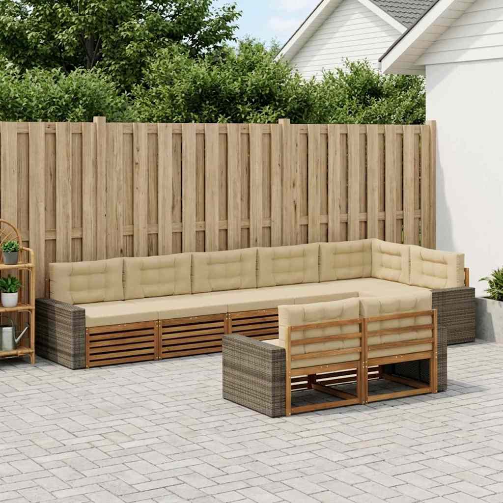 Buiten bankenset met kussen 8 pcs Natuurlijk en Beige is nu te koop bij PeponiXL, paradijselijk wonen!