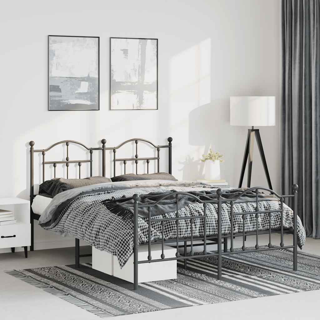 Bedframe met hoofd- en voeteneinde metaal zwart 150x200 cm is nu te koop bij PeponiXL, paradijselijk wonen!