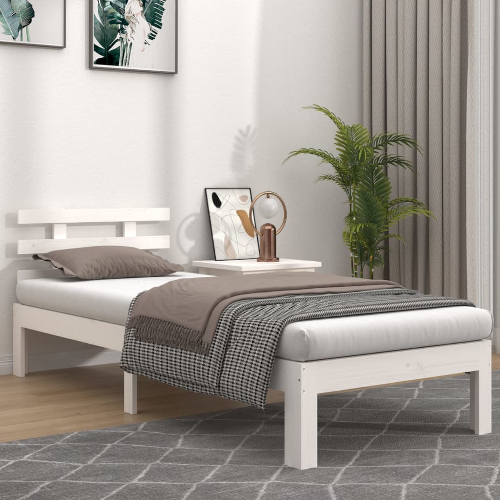 Bedframe massief hout wit 90x190 cm is nu te koop bij PeponiXL, paradijselijk wonen!