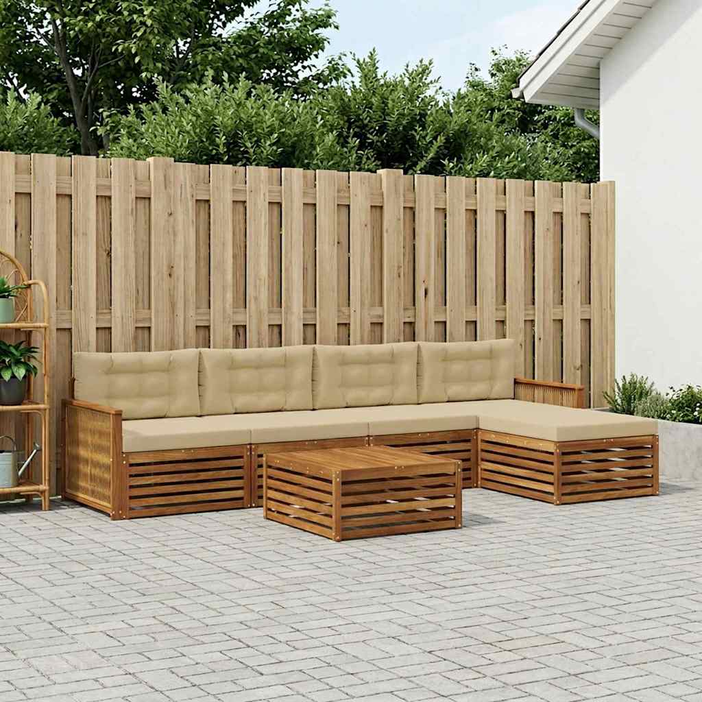 Buiten bankenset met kussen 6 pcs Natuurlijk en Beige is nu te koop bij PeponiXL, paradijselijk wonen!