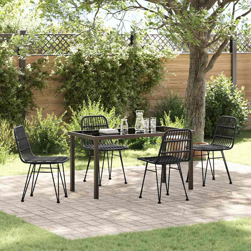 Tuin eettafelset 5 pcs Zwart Gepoedercoat staal is nu te koop bij PeponiXL, paradijselijk wonen!