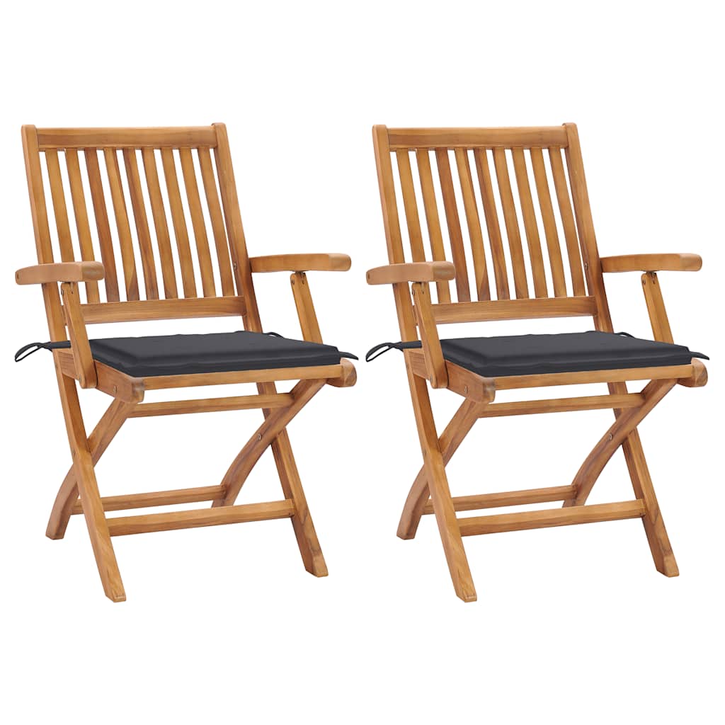 Tuinstoelen 2 st met antracietkleurige kussens massief teakhout is nu te koop bij PeponiXL, paradijselijk wonen!