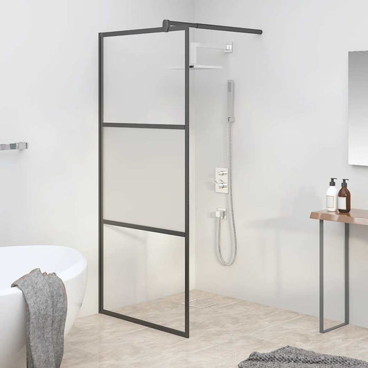 Inloopdouchewand 90x195 cm halfmat ESG-glas zwart is nu te koop bij PeponiXL, paradijselijk wonen!