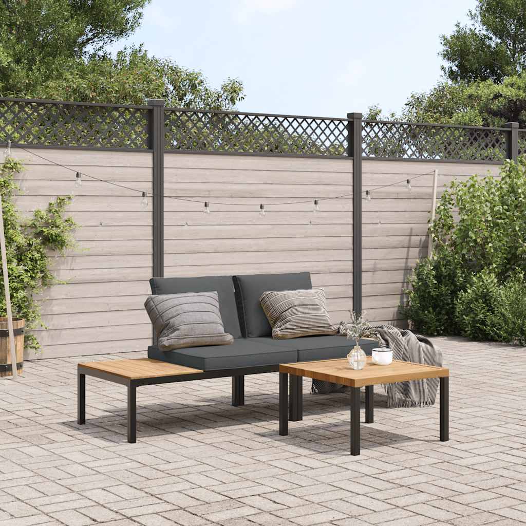3-delige Loungeset met kussens aluminium zwart is nu te koop bij PeponiXL, paradijselijk wonen!