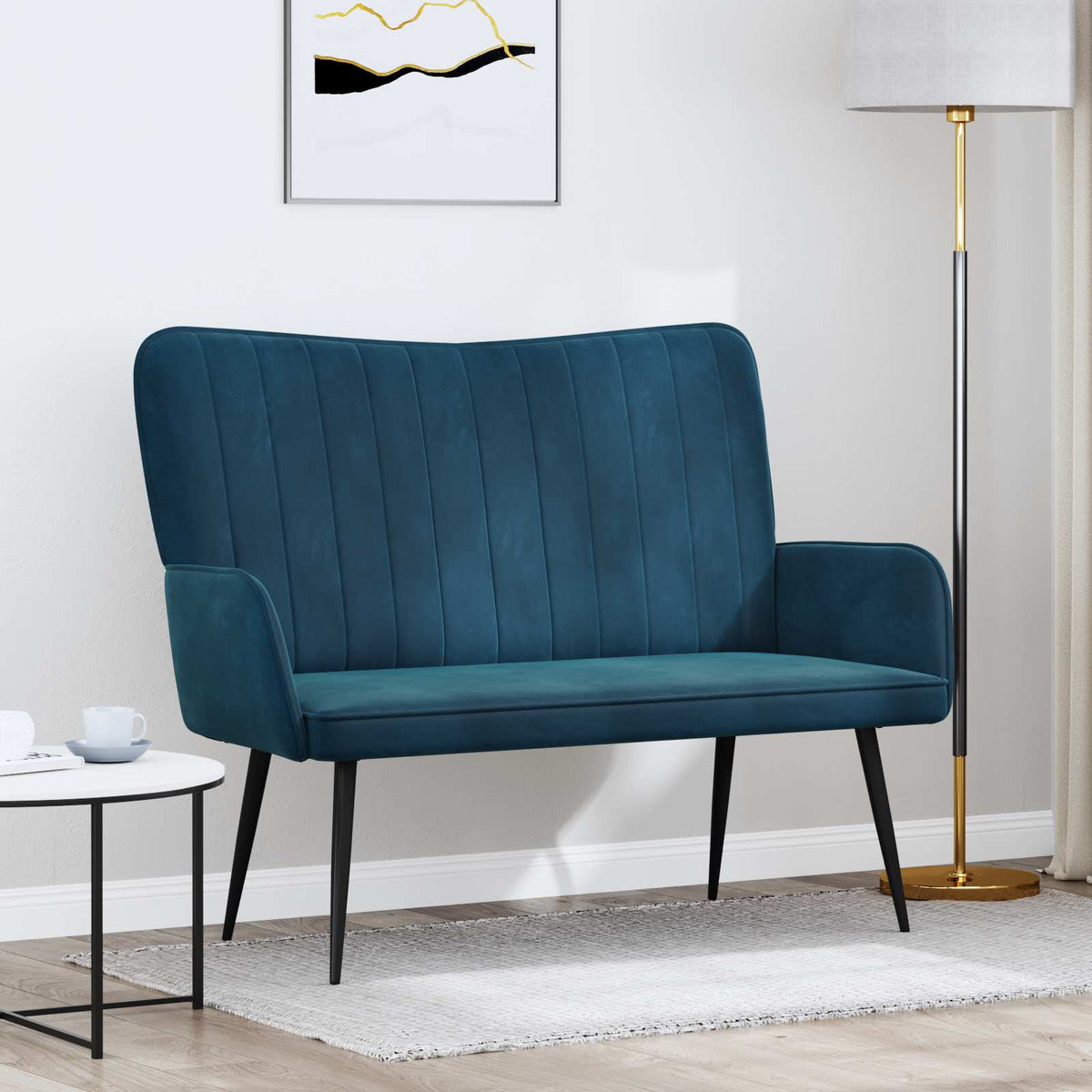 Twee Persoons Sofa Blauw 115 x 61 x 87 cm Fluweel is nu te koop bij PeponiXL, paradijselijk wonen!