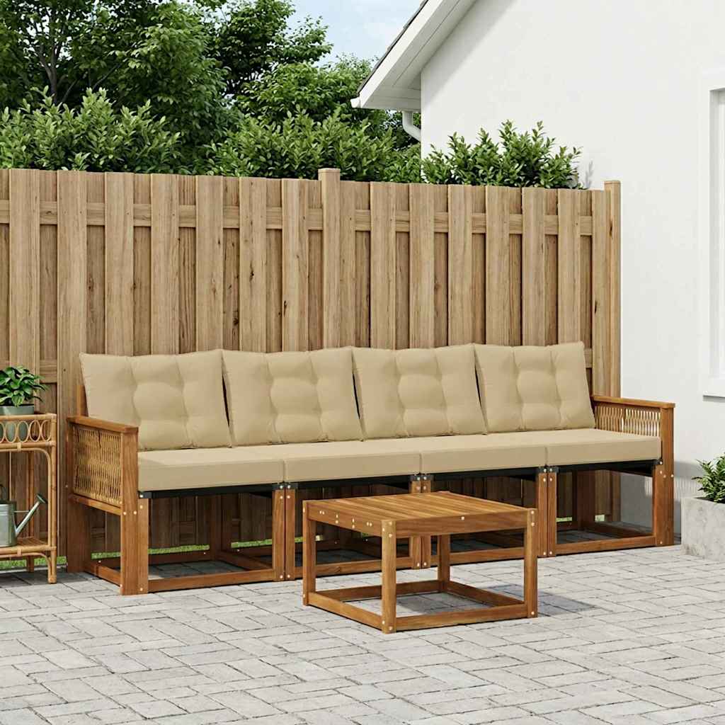 Buiten bankenset met kussen 5 pcs Natuurlijk en Beige is nu te koop bij PeponiXL, paradijselijk wonen!