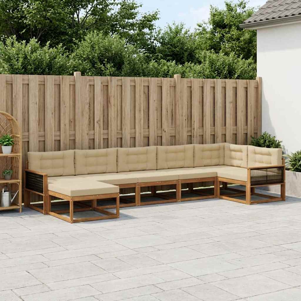 Buiten bankenset met kussen 7 pcs Natuurlijk en Beige is nu te koop bij PeponiXL, paradijselijk wonen!